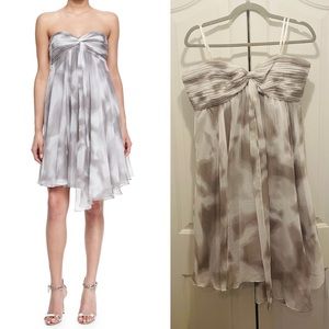 Halston Heritage Strapless Chiffon Dress in Mist